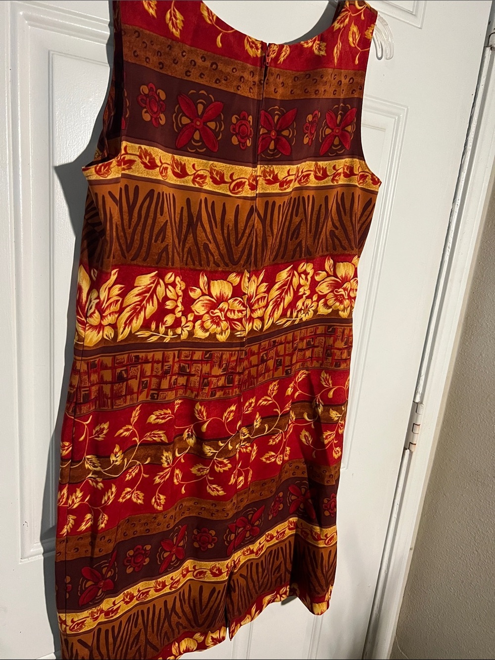 Sag Harbor Red, Brown and Yellow Floral-Striped Sleeveless Mini Dress - Picture 5 of 6
